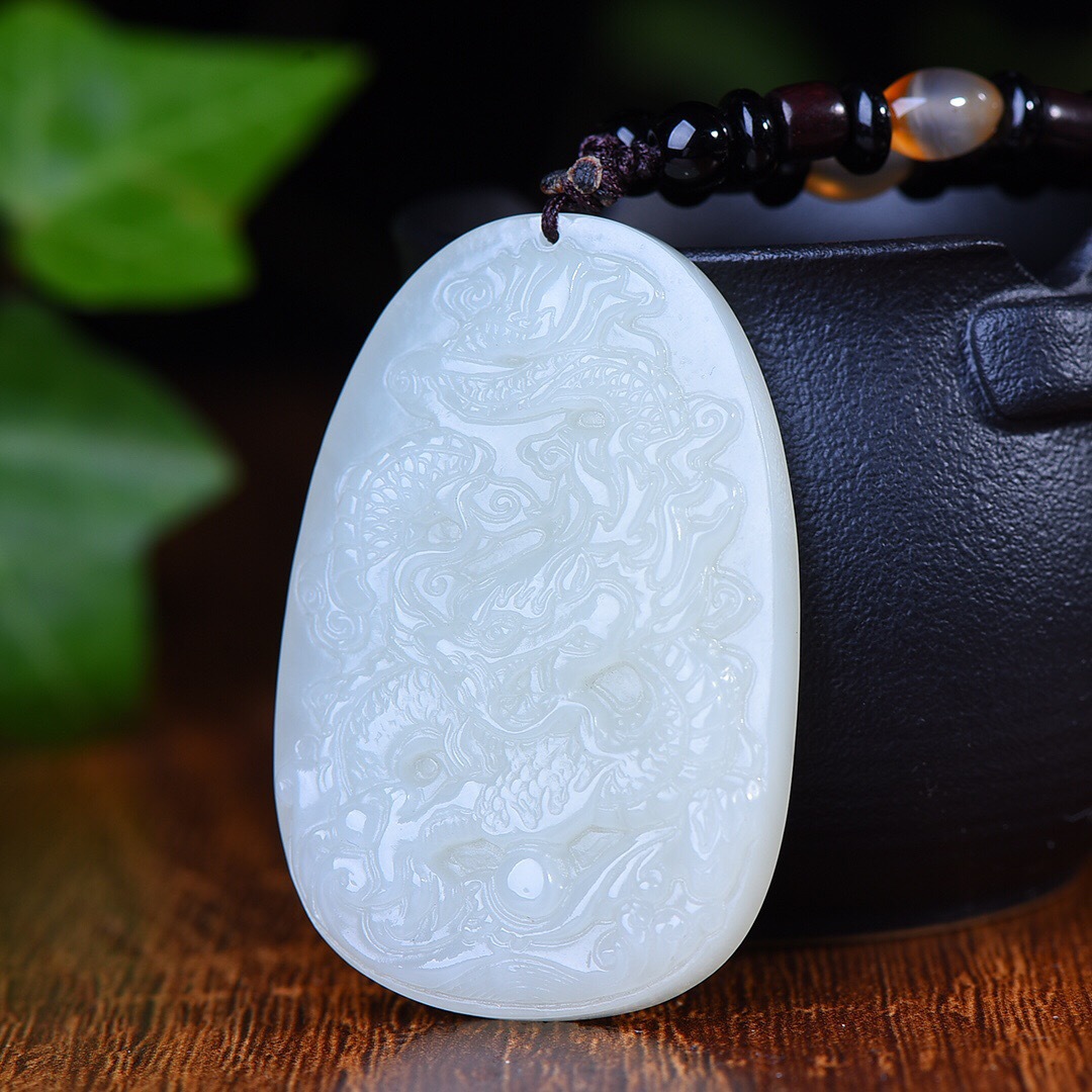 支持复检 天然和田玉白玉龙牌龙行天下龙腾四海玉牌吊坠挂件男