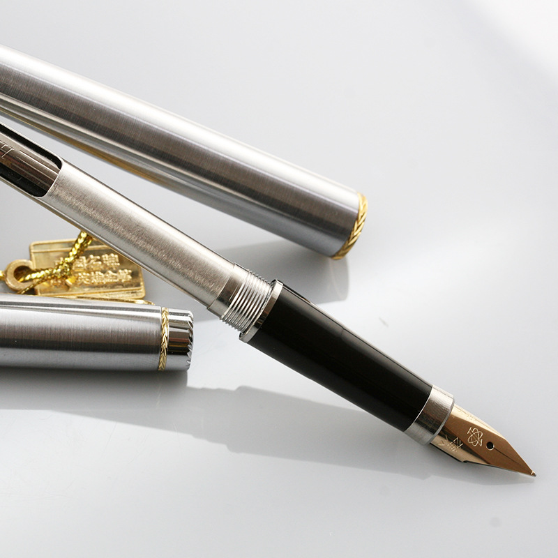 英雄200a全钢金夹-明尖练字笔-14k金尖成人学生书写练字礼品钢笔