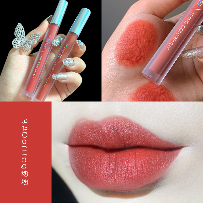 Internet Celebrity Lip Gloss Velvet Lip Lacquer Matte Finish White Moisturizing No Stain on Cup Lips Gloss 6 Colors Air Lip Lacquer