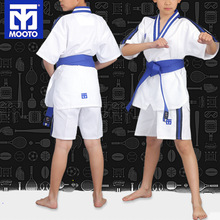 厂家直销mooto跆拳道道服儿童短袖条棉成人男女夏装短袖一件代发