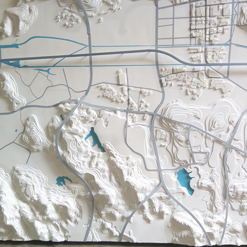 投影素模沙盘广州地形白模 立体壁挂式区域规划沙盘展示 来图定制