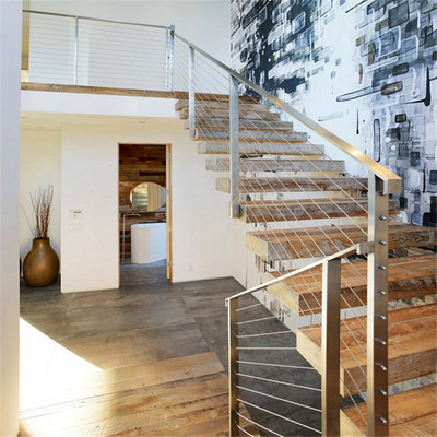 专业设计 特制方通龙骨木楼梯 定制直梯