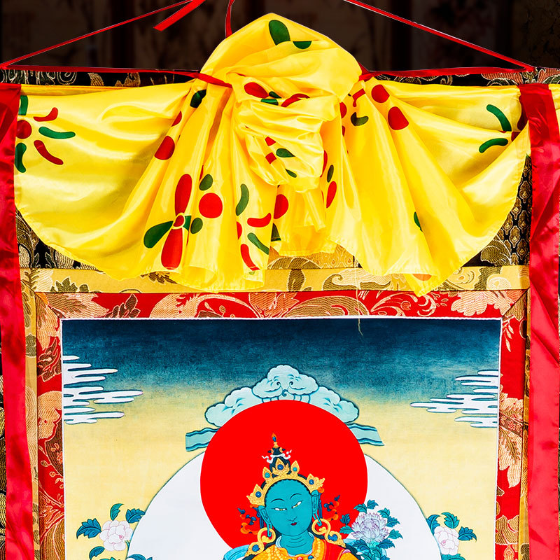 绿度母唐卡刺绣布料装裱西藏唐卡装饰挂画绿度母唐卡佛像1.