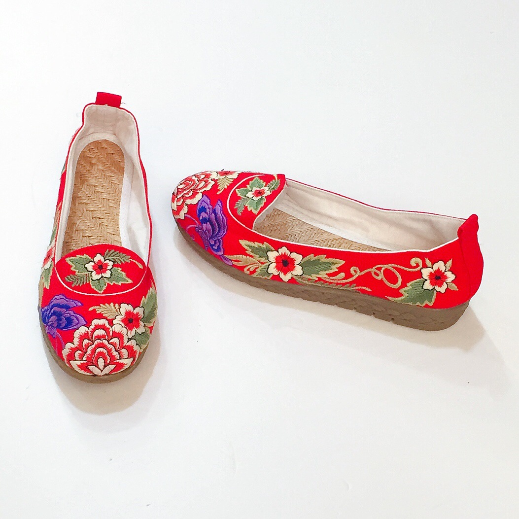 原版新款民族风绣花鞋棉麻刺绣花演出拍摄鞋民族风复古休闲绣花鞋