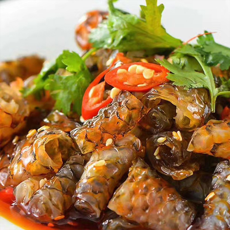 qq鱼皮卷220g/袋荷味红油鱼皮卷海鲜特产凉拌辣鱼皮ktv小吃