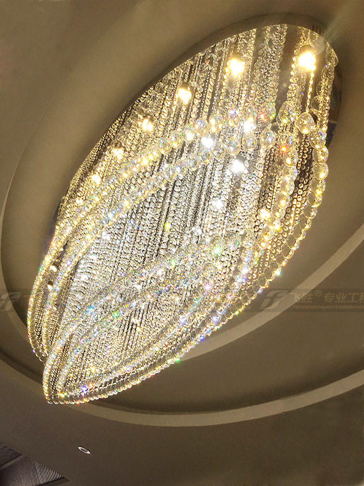 椭圆形水晶灯别墅客厅餐厅酒店大堂灯宴会厅珠宝店水晶吸顶灯