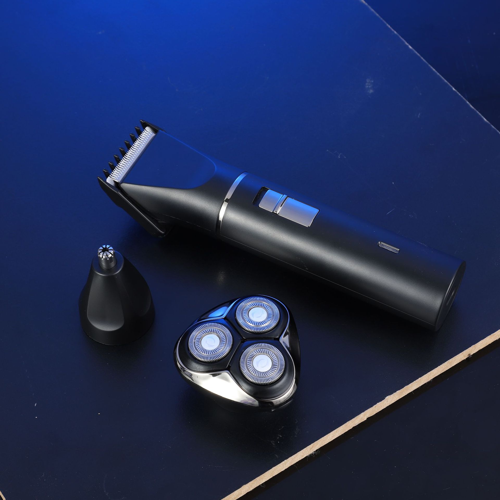 爆款跨境扬子三合一剃须刀全身水洗男士usb充电刮胡刀套装