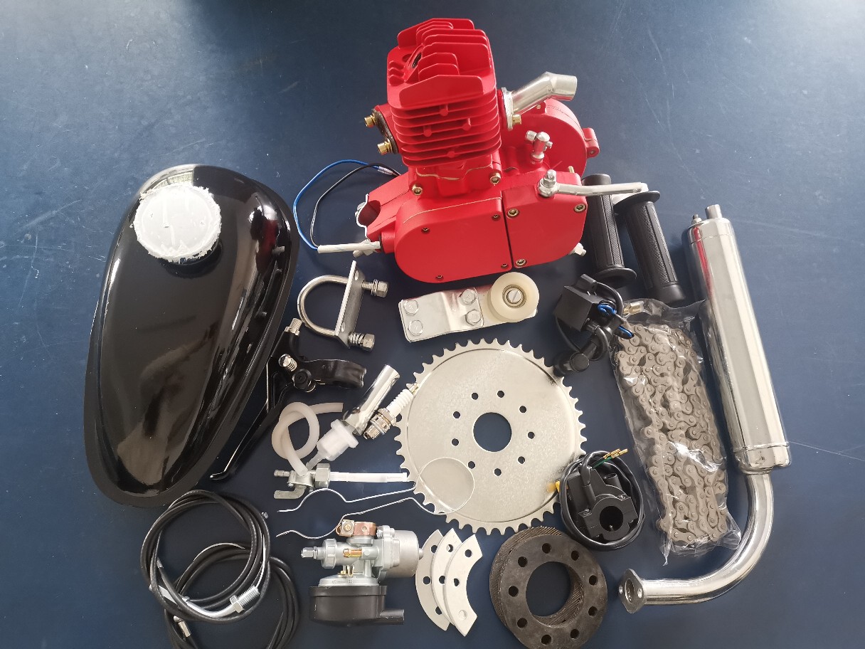 新款红色两冲程自行车发动机改装发动机配件