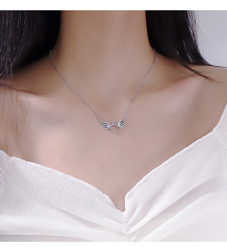 天使翅膀项链女锁骨链ins小众设计感性冷淡风玫瑰金2020新款