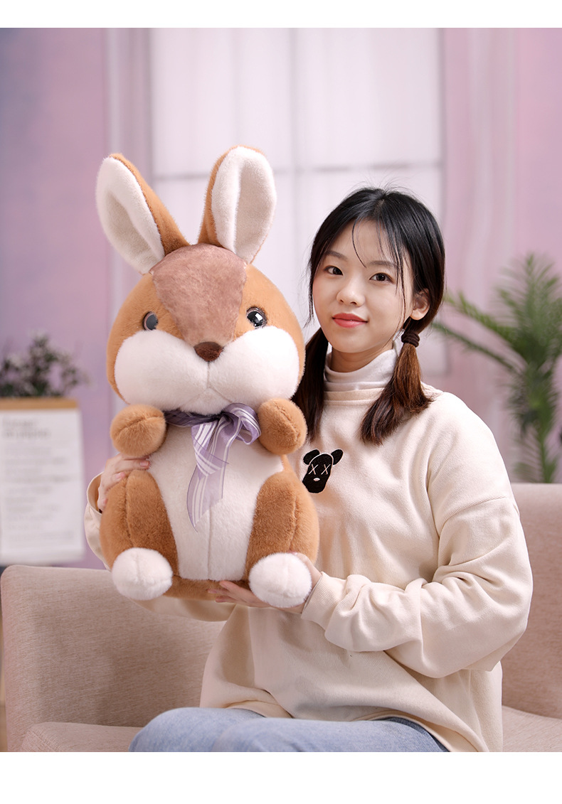 新款绒绒兔毛绒玩具超萌丝带兔公仔女生礼物儿童玩偶抱枕布娃娃