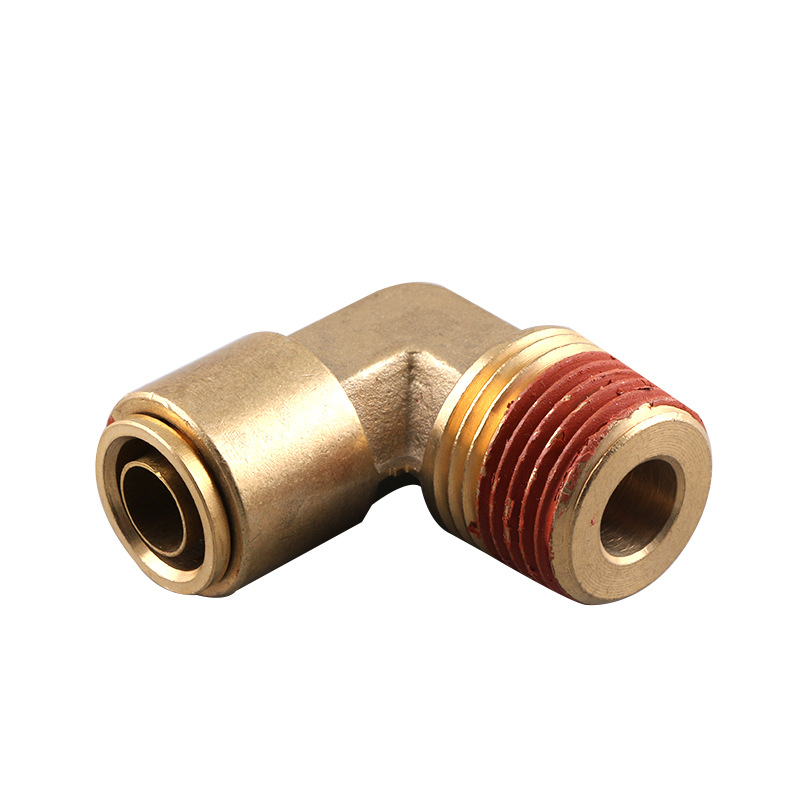 外丝直角全铜气管接头 全铜快拧快速接头 螺纹直通快插接头