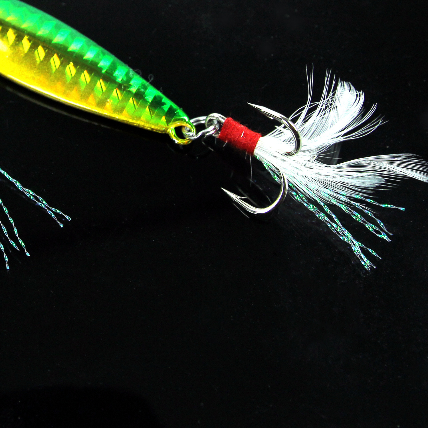 双钩小铁板路亚饵远投翘嘴鲈鱼亮片vib淡水海钓夜光假饵鱼钩鱼饵