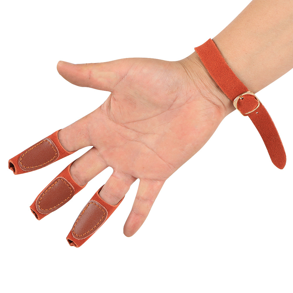 huwairen反曲传统弓箭射箭射击护具体育比赛用品翻毛皮三指护指