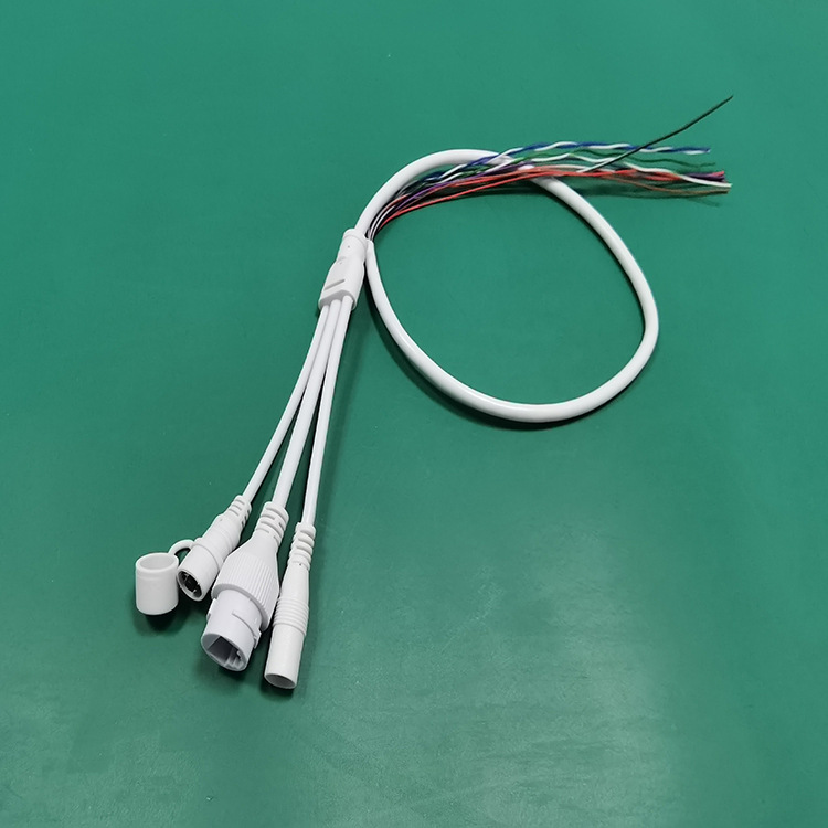 7米10芯网络摄像机尾线一拖三rj45复位开关线生产厂家