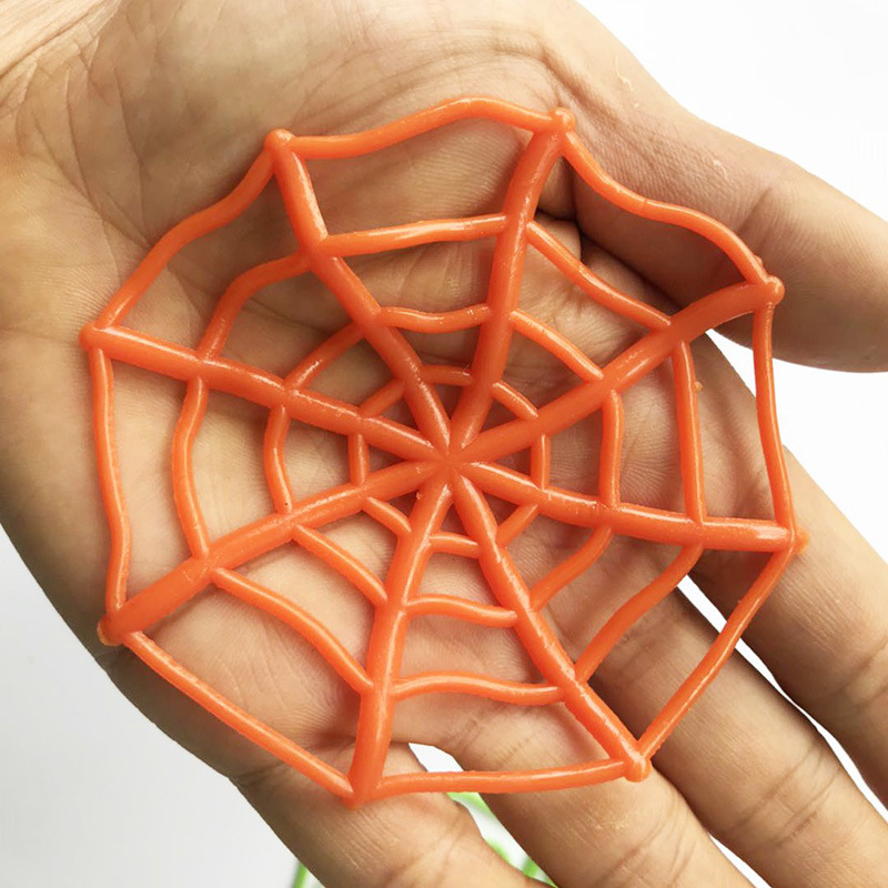 新奇特仿真彩色蜘蛛网玩具万圣节礼品赠品tpr软胶粘性蜘