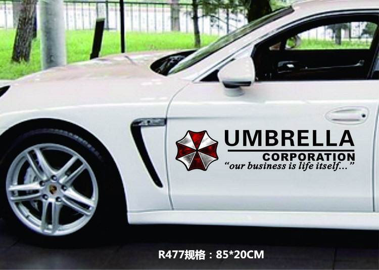 生化危机保护伞车贴 个性反光安布雷拉umbrella车门灯眉贴纸r457