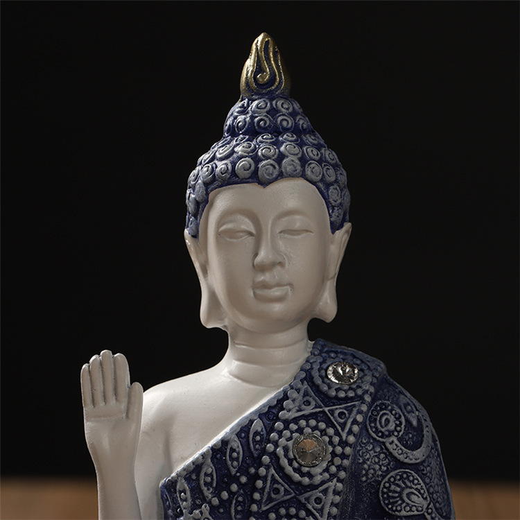 现代蓝白佛像摆件创意家居装饰香台乐队佛摆设支持定制树脂工艺品