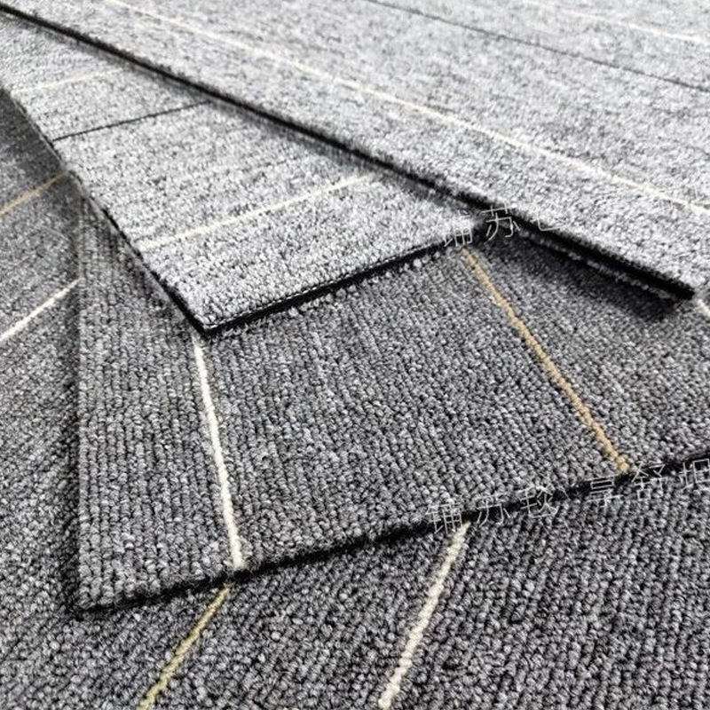 直播款沥青条纹块毯拼接商用批发写字楼办公批发丙纶pp方块地毯