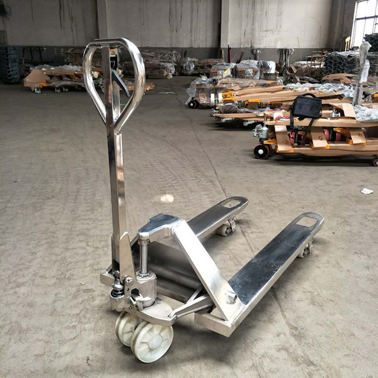 现货销售全304不锈钢手动叉车搬运车液压托盘车拖板2吨不锈钢地牛