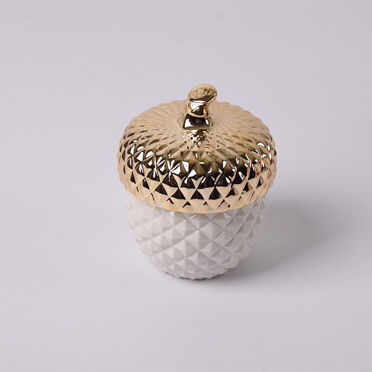 金色松果密封罐陶瓷茶叶罐 糖罐 香料罐厨房潮品陶瓷收纳家居摆件