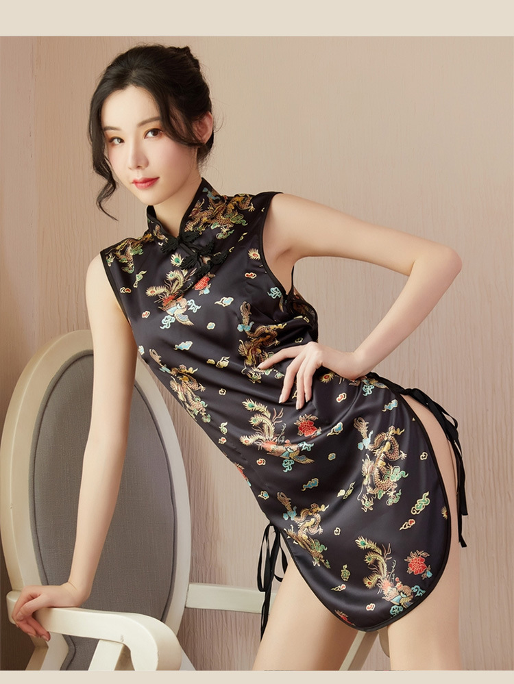 媚火品牌2020新款可爱女仆妆扮性感开叉绑带超短旗袍风情趣内衣