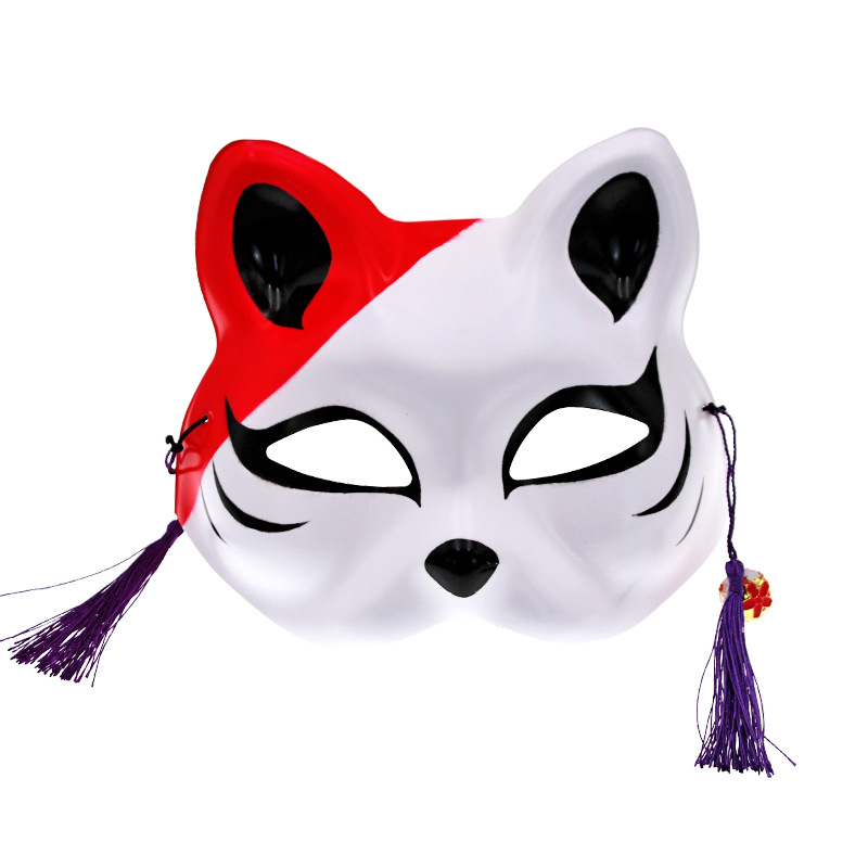 抖音日式和风cos半脸猫面具动漫狐狸狐妖节日化妆表演舞会面具