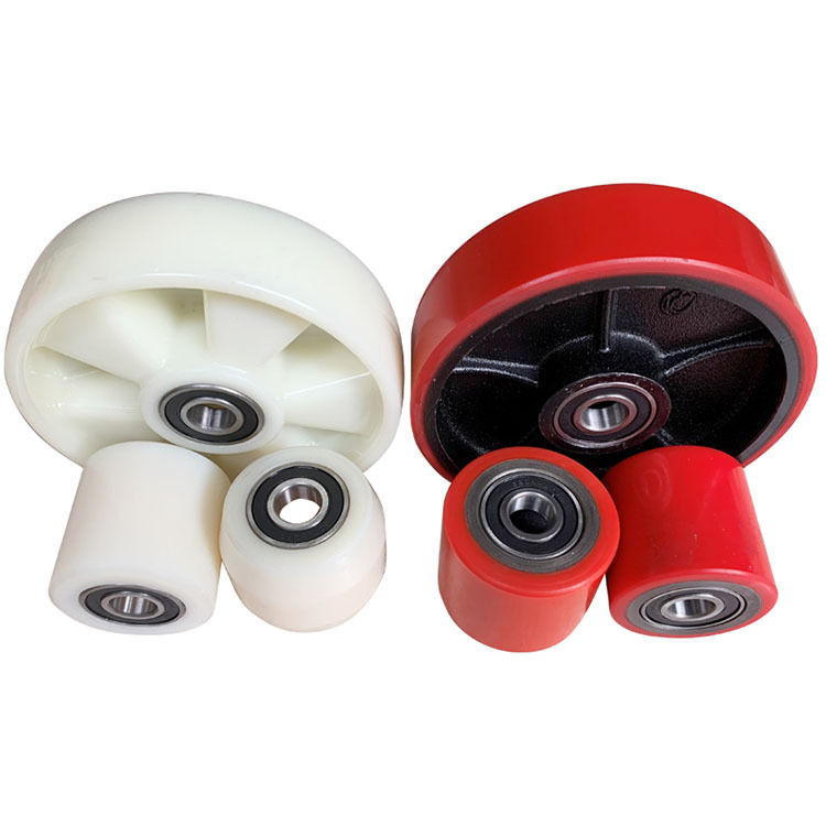 手动液压叉车转向轮子 手动搬运车地牛尼龙轮pu轮 手动叉车配件
