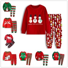 童装长袖男童女童宝宝圣诞新年卡通造型内衣家居服套装睡衣Y2