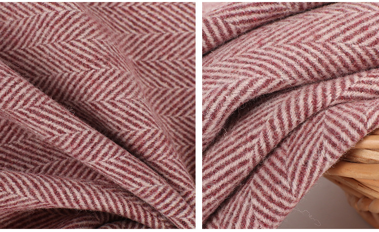 现货供应 400g半精纺羊毛人字呢毛呢面料 秋冬保暖大衣面料