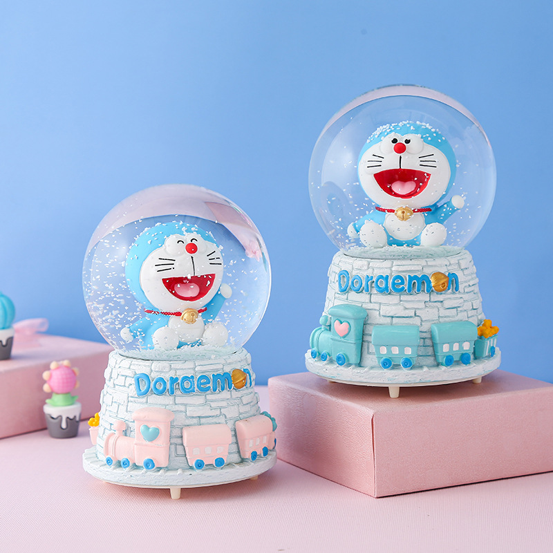 可爱卡通叮当猫水晶球音乐盒送八岁儿童生日礼物学生礼品哆唻a梦