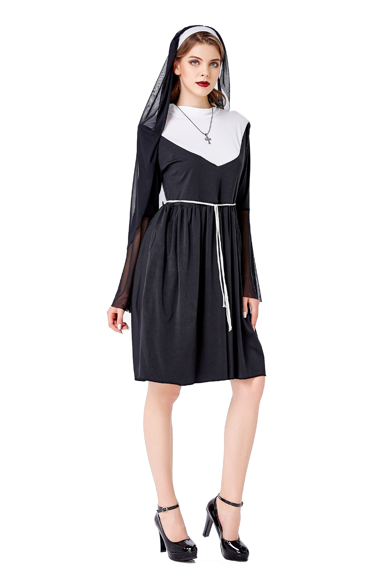 万圣节黑色修女服裙装 2020新款成人歌剧唱诗班cosplay派对游戏服