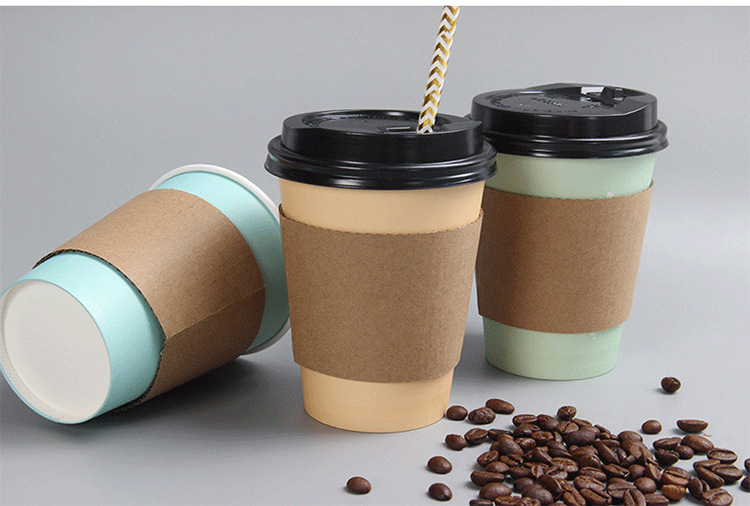 可定制纸杯套12/16盎司瓦楞纸隔热杯套一次性杯套现货
