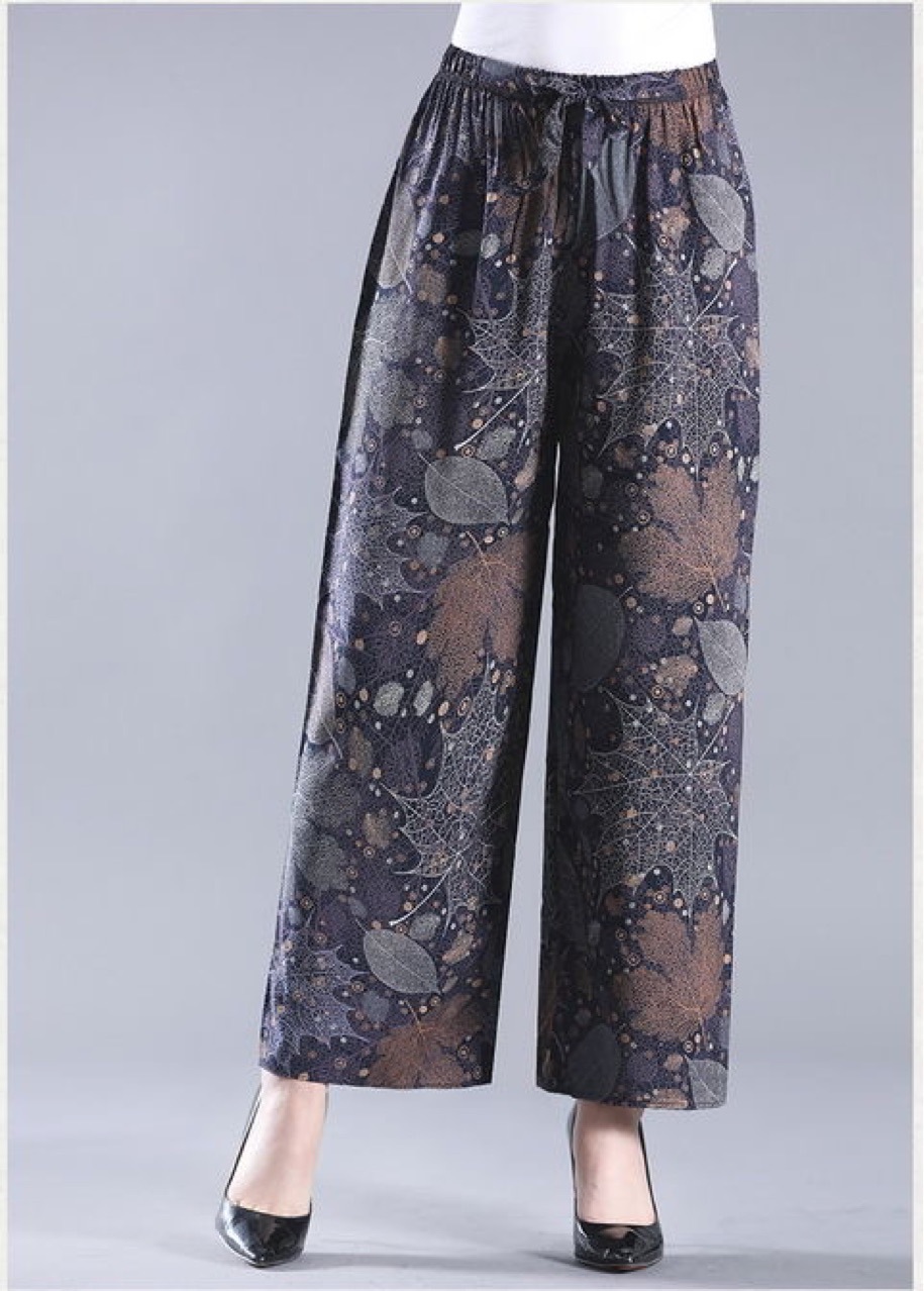 2020夏季棉绸裤妈妈裤女夏直筒大码中老年女裤大码薄绵绸家居裤