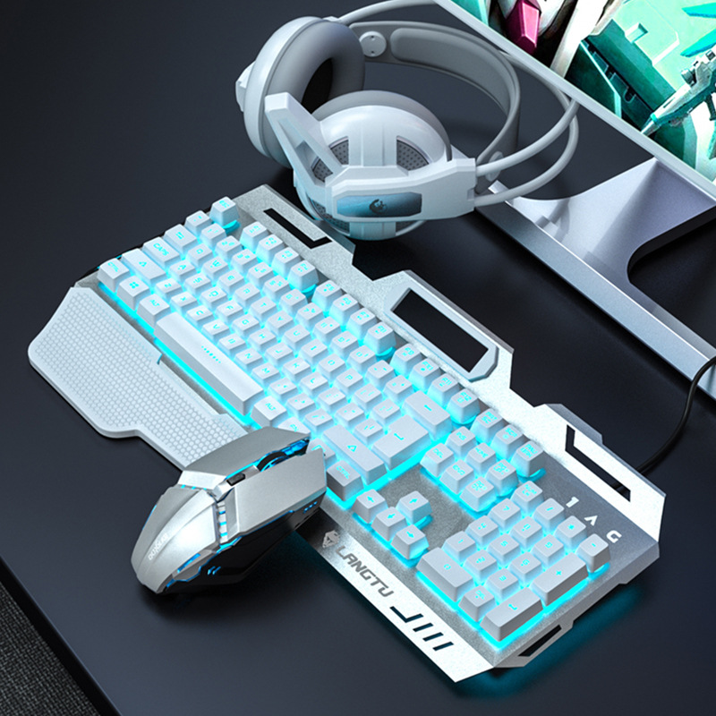 银雕v2游戏键盘鼠标套装机械手感有线耳机三件两件套键鼠网吧外设