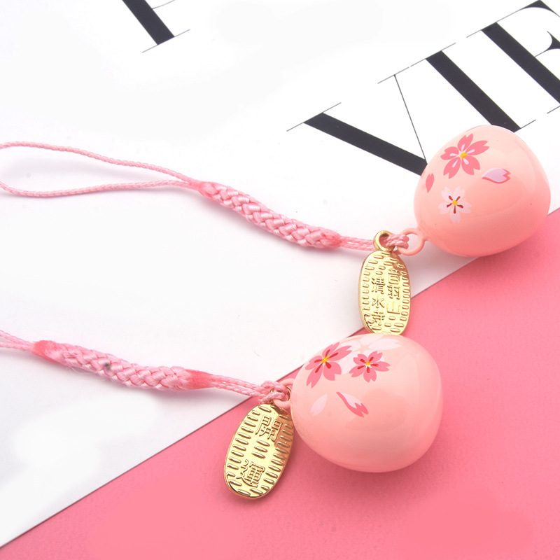 工厂直销日式水音铃清水寺樱花铃铛 粉色樱花不倒翁水琴铃铛挂件