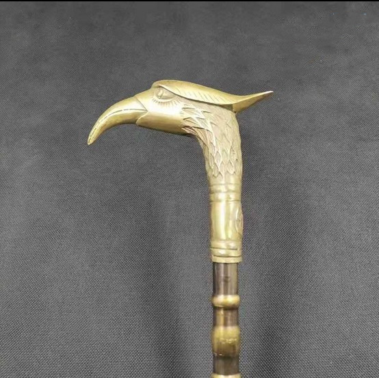 古玩铜器纯铜龙头拐杖铜拐杖拐棍手杖老人拐杖送老人收藏工艺礼品