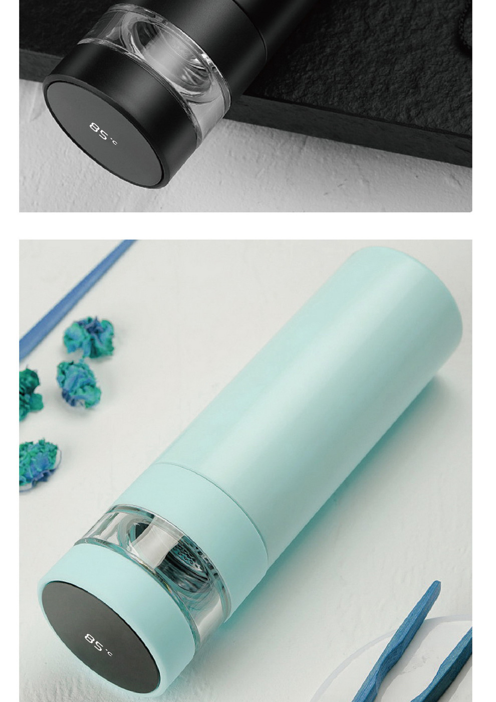 米索400ml茶水分离保温杯温度显示316不锈钢镜面内胆礼盒装送礼