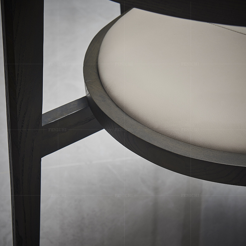 菲尼其 极简真皮书椅家用休闲椅扶手椅书房现代简约实木书房家具