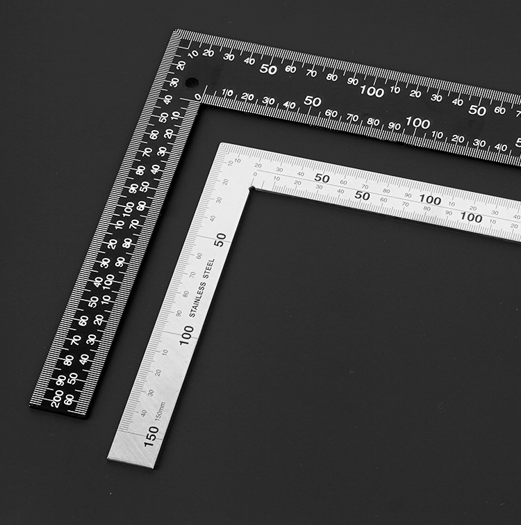 90度不锈钢直角尺 l型尺发黑拐尺木工尺三角尺量角器测量仪角度尺