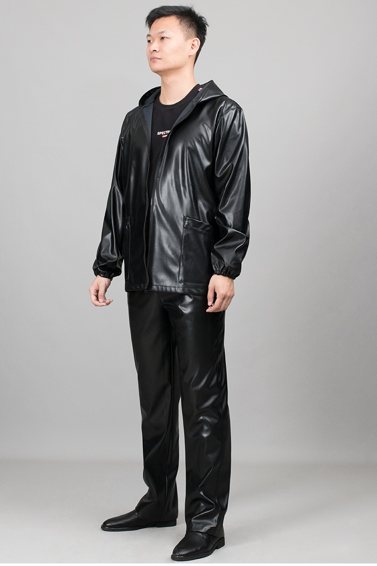 加绒加厚黄金绒皮衣皮裤套装男外卖机车防风单皮薄款皮衣源头厂家