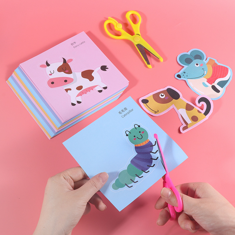 Children's Fun Paper-Cut Handmade DIY Material Kit Kindergarten Early Childhood Educational Toys Entry Paper-Cut Set