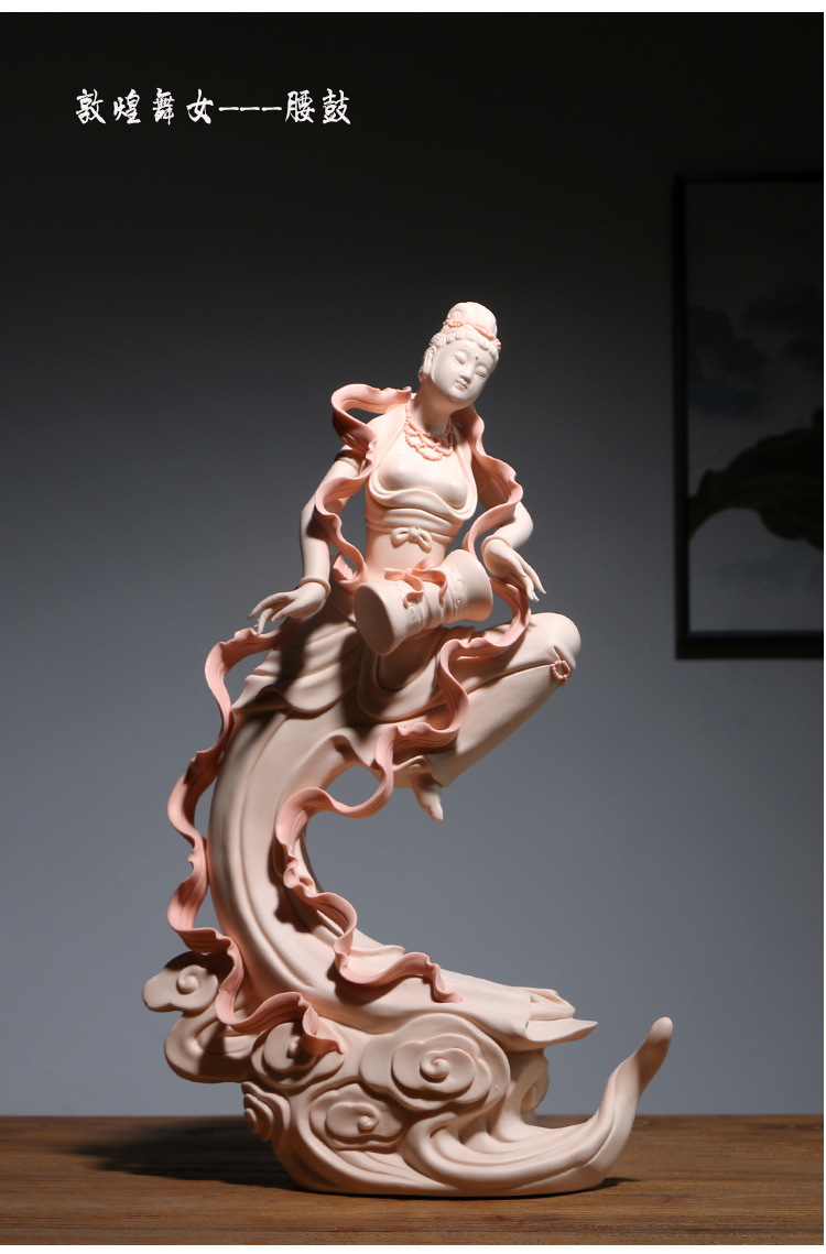 陶瓷飞天仕女摆件德化雕塑敦煌舞艺术品家居办公室桌面玄关装饰