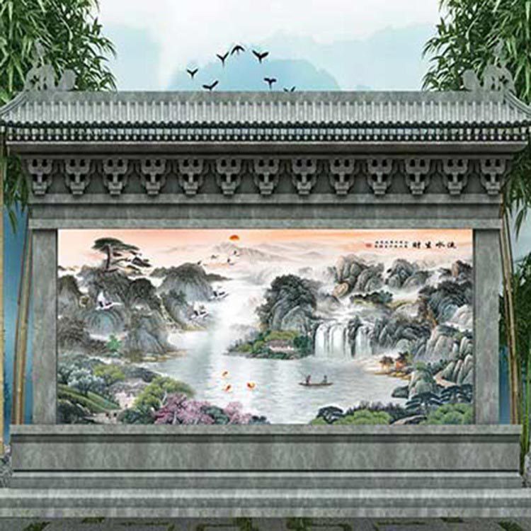 陶瓷砖雕刻大福字照壁壁画影壁墙农村庭院迎门室外户外影背墙