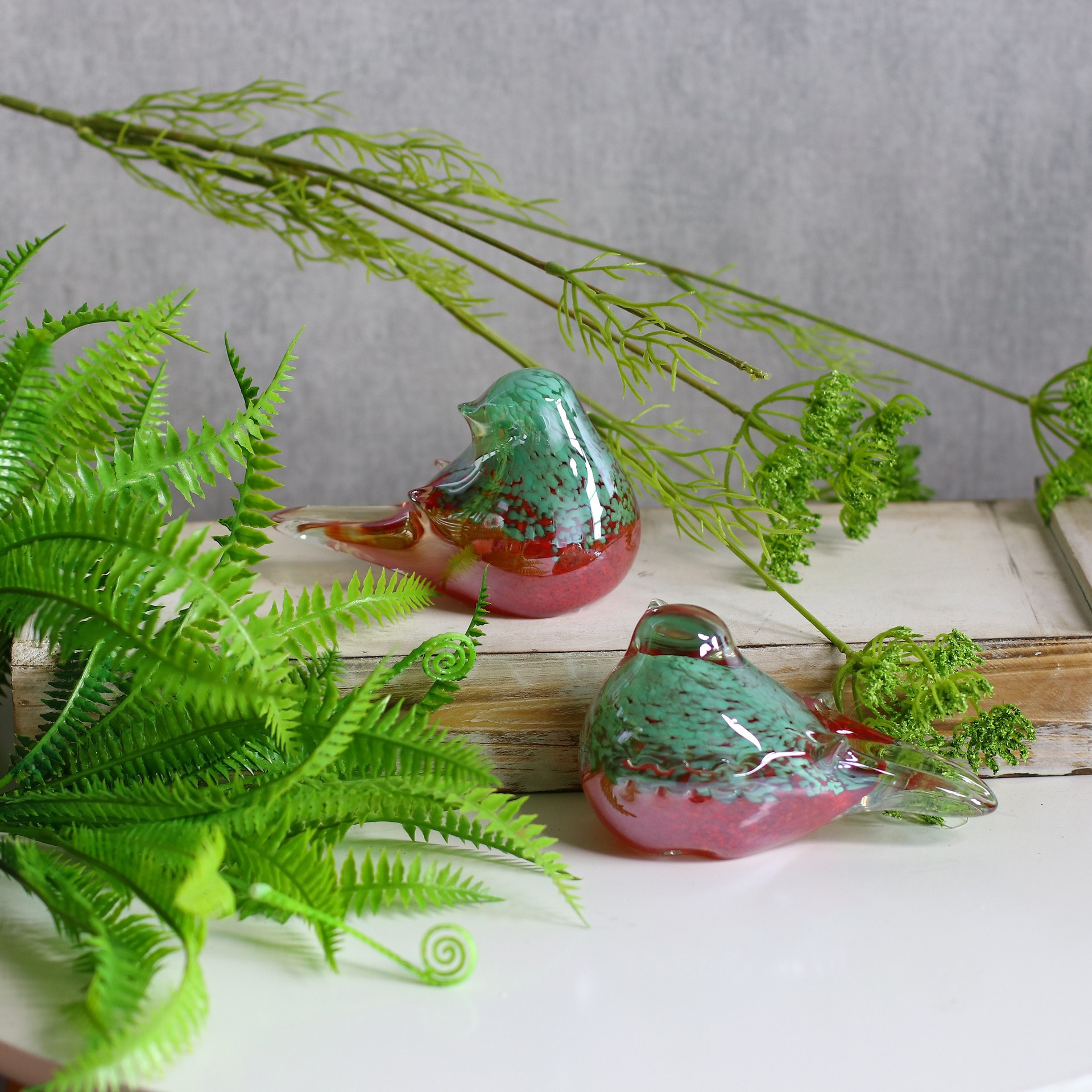 创意手工玻璃工艺品摆件仿真动物小鸟摆件婚庆礼品家居酒店装饰品