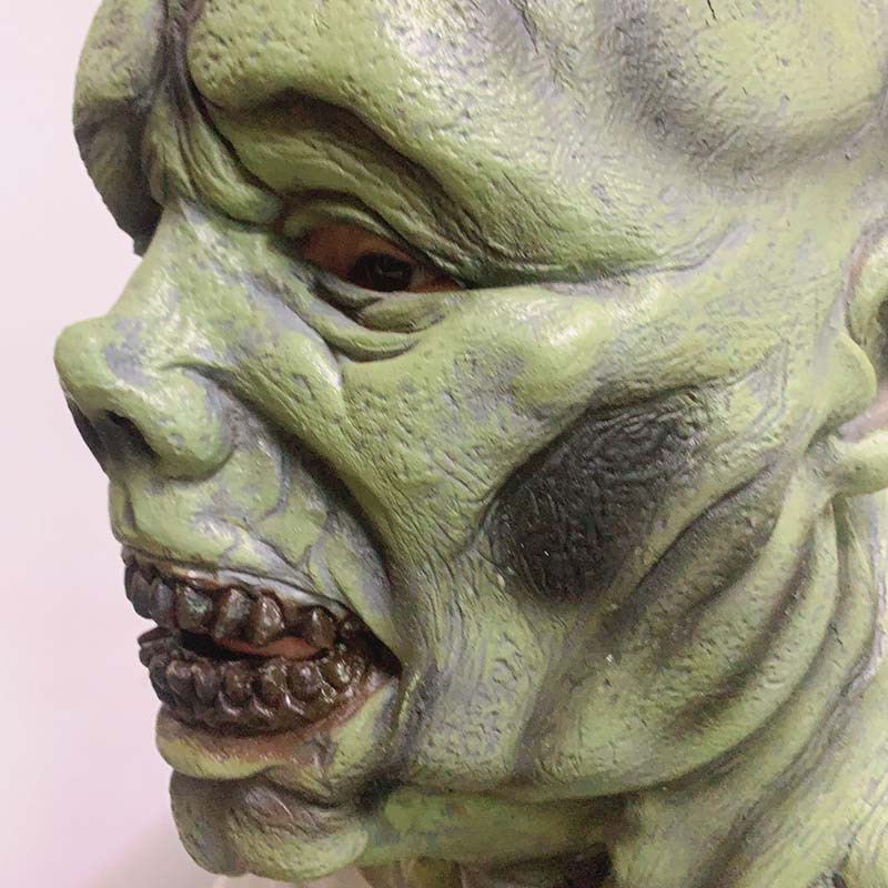 万圣节装扮道具环保乳胶面具绿面鬼头套酒吧角色扮演舞会化妆装饰