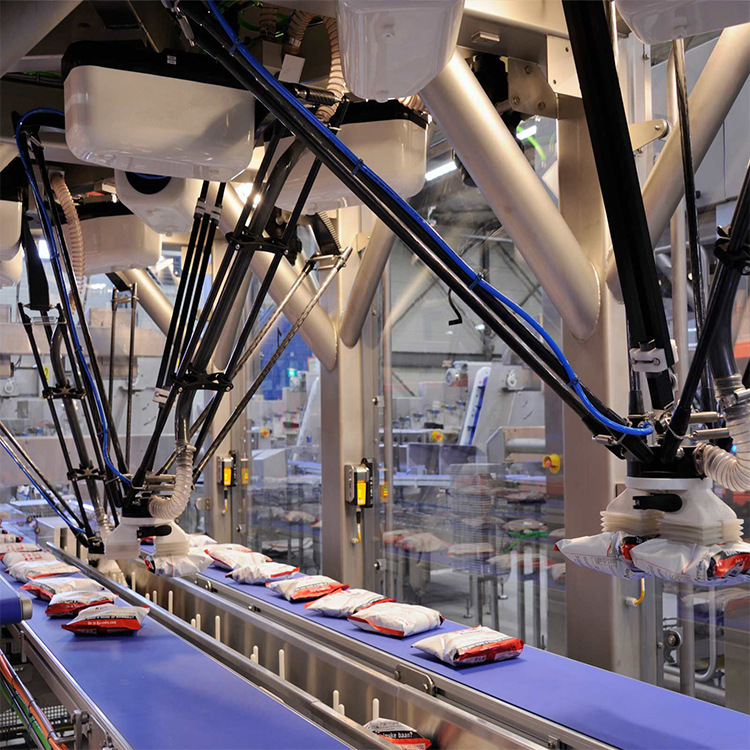 工业并联机器人机械臂机械手袋饼干食品蜘蛛手装箱装盒高速分拣