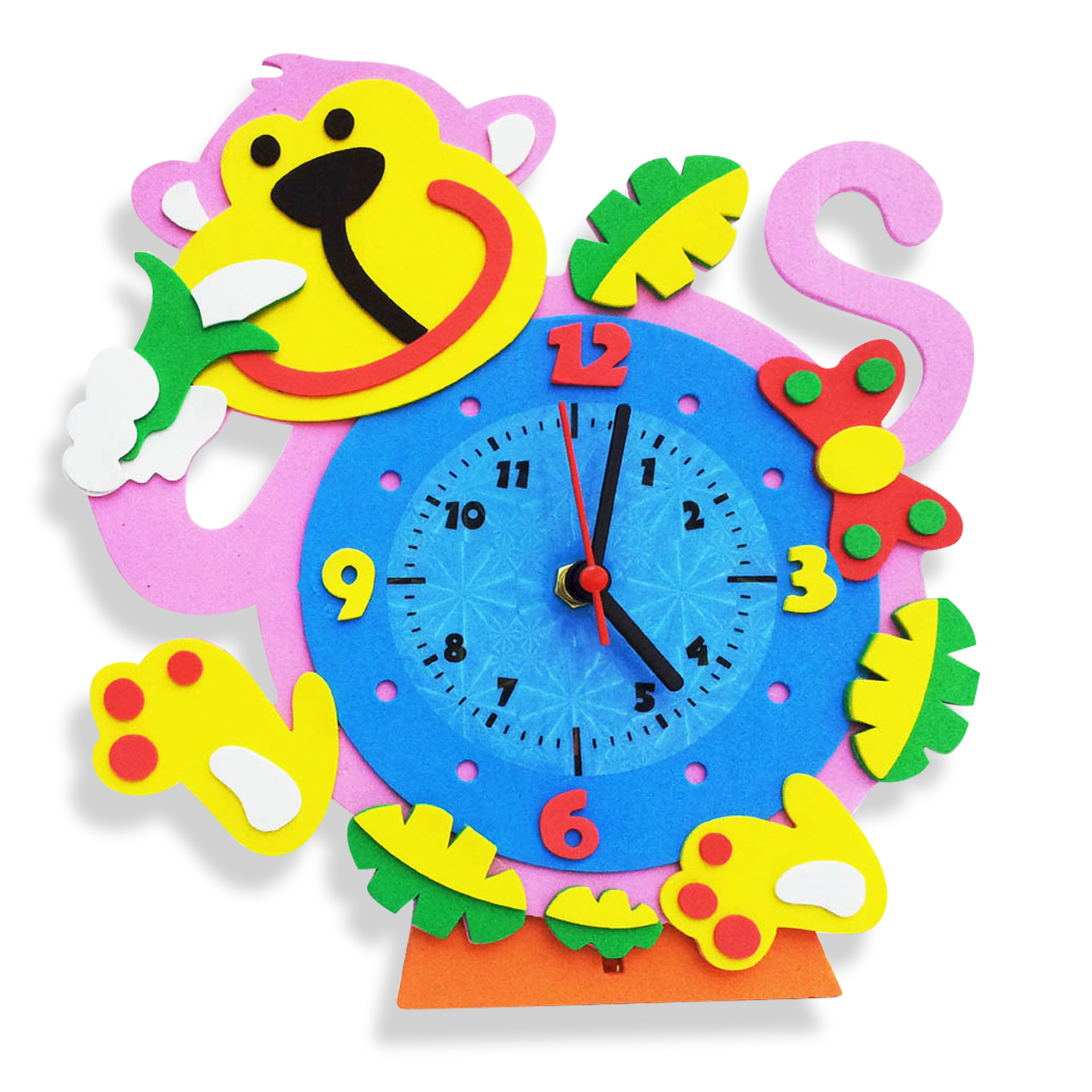 厂家订制 时钟 创意科教幼儿手工粘贴智力玩具 eva儿童diy时钟