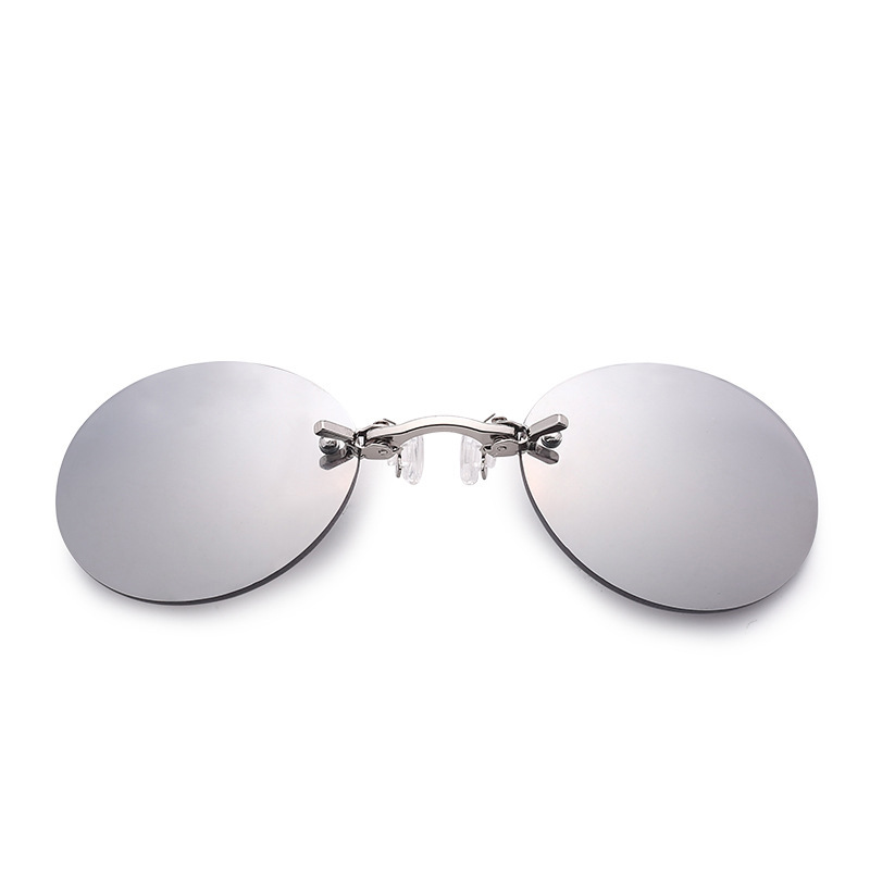 New Clip-on Sunglasses Matrix Morpheus Clip Sunglasses Metal Small round Frame Mini Men's and Women's Glasses