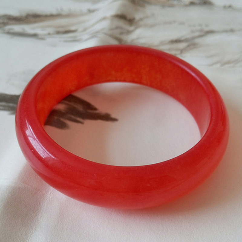 冰种石英岩玉红手镯 南红手镯 冰种金丝玉手镯子红玉手镯纯红玉镯