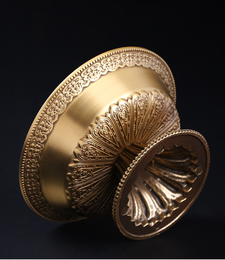 藏传佛教用品莲花护法杯尼泊尔密宗法器纯铜高脚圣水杯供佛杯中号